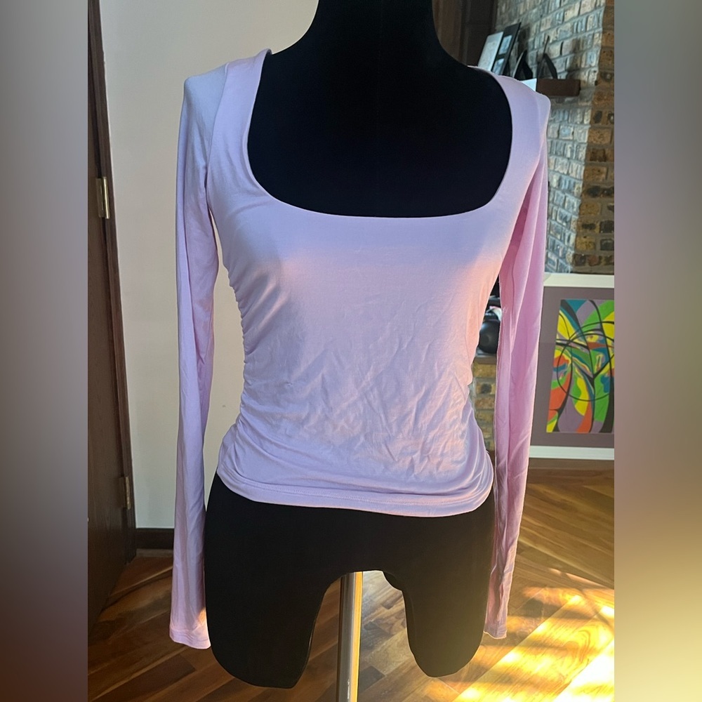 Blogolates pink long sleeve tie back top, NEW